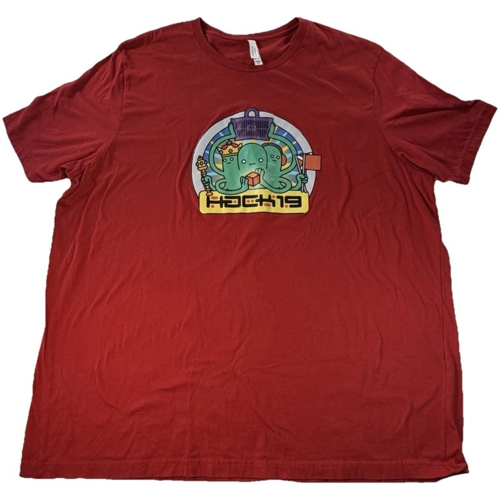 Bella+Canvas T-Shirt Men's 4XL Big & Tall Red Octopus Hack19  Graphic Tech